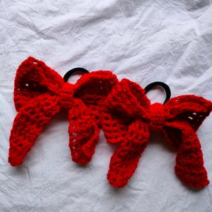 Hand Made Crochet Beautiful Bow Hair Ties