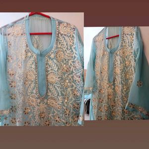 Embroidery Chickankari Patch Work Kurta & Dupatta