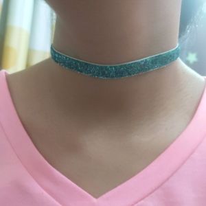 NEW Handmade Glitter Blue Choker