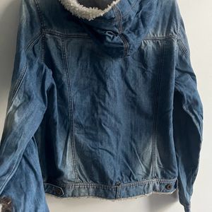 Denim Jacket With Shearling And Hoodie