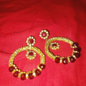 Red Golden Beautiful Earrings ❤️💛