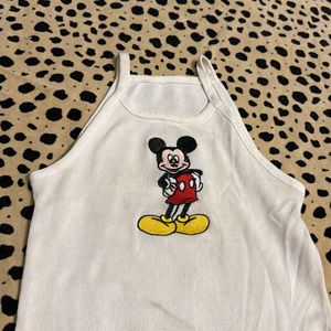 Micky Mouse Riped Women Tank Top