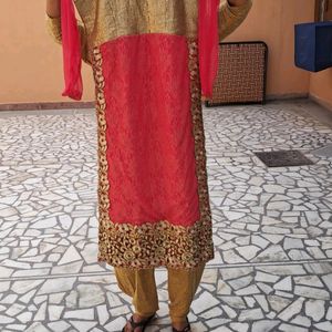 Straight Kurta Dark Pink Party Wear (NET)