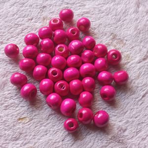 4mm Coloured Wooden Round Beads