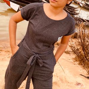 DressBerry Charcoal Solid Basic Jumpsuit