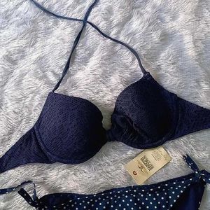 Branded Knotted And Padded Schiffli Bikini