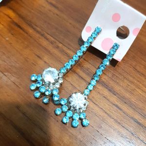 Elegant Blue Stone Long Earrings