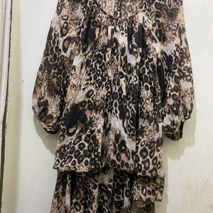 Stylish Leopard Printed Dress Length 42..