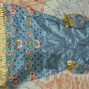 Grey Sharara Suit With Dupatta