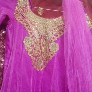 Beautiful Magenta Colour Long Gown With  Duppta