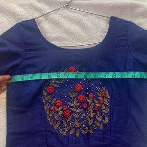 Hand Embroidered Navy Blue Kurti