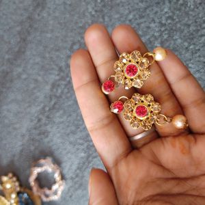 Red And Golden Festive Earrings