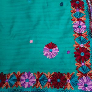 Sea Green Saree With Thread Work