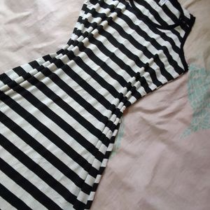 A Line Black And White Dress