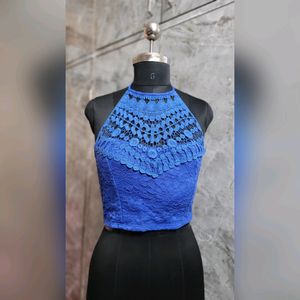 Blue Halter Neck Top