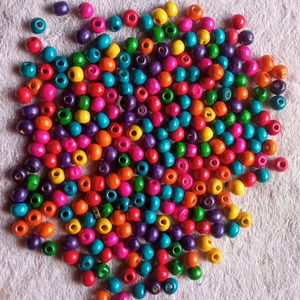 4mm Coloured Wooden Round Beads