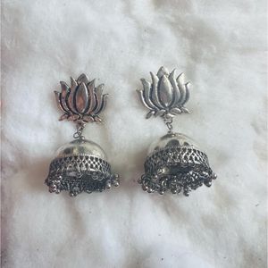 Oxidised Silver jhumka earrings