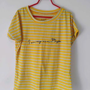 Regular Oversized Yellow Striped T-shirt