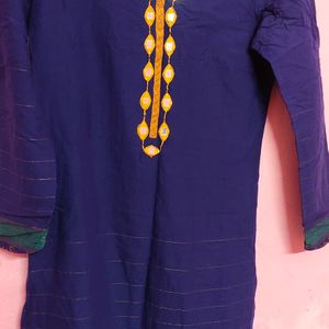 Rich Royal Blue Mangalgiri Cotton Kurti