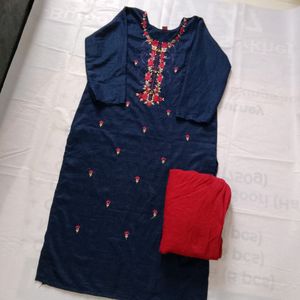 Thread Work Kurti Pant Set