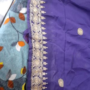 Navy Blue Saree With Blouse