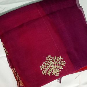 Chiffon Saree With Tussels