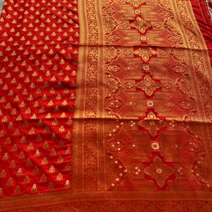 Brand New Red Soft Silk Saree With Blouse Piece