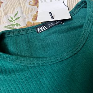 zara seagreen crop top