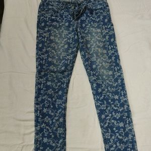 Floral Printed Blue Jean Jeggings