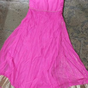 Pink Net Ethnic Gown