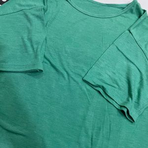 Green Oversized Crop Tshirt