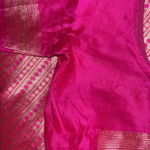 Rani Pink Saree With Blaouse