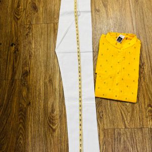 Haldi Yellow White Kurta Pajama