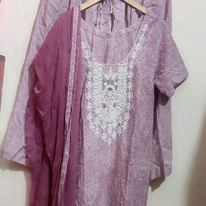 Light Purple💜 Plazo Salwar Suit With Dupatta