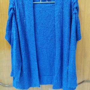 Blue Shinny Winter Shrug Sweater