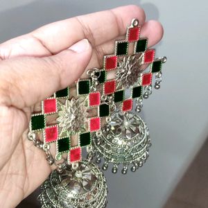 A Colourful German Oxidised Jhumka