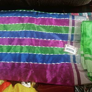 Beautiful Multicolour Saree With Free Gift