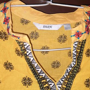 max Women Yellow Kurti Size S