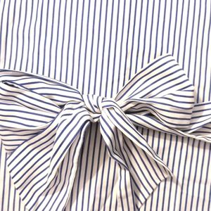 Blue Striped White Balloon Sleeve Top