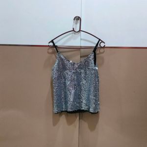 Shimmer Grey Party Wear Top