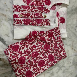 Pure Cotton Kurta Pant Set Back To Stock