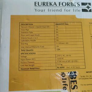 Eureka Forbes Vaccum Cleaner