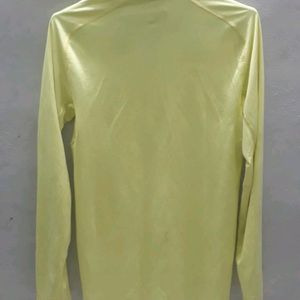 ADIDAS Men Solid Turtle Neck Yellow T-shirt