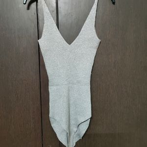Bershka Silver Sparkly Bodysuit