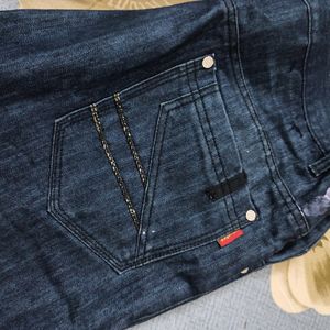 Unisex Mid Waist Jeans Denims Navy Blue