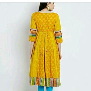 Yellow Printed Anarkali