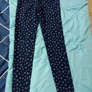 Super Soft Jean Cloth Skinny Floral Print Pant