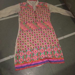 Gujarati Style Kurta With  Full Cheekan Kari Work