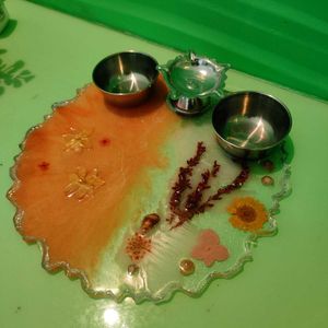 Coral Resin Thali🪻🩷