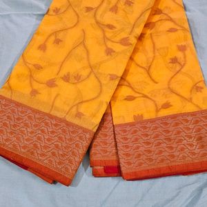 BENGALI PAAR WALI BANARI COTTON SILK SARI💛